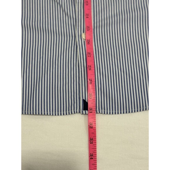 Untuckit Terzolo Mens 2XL Blue White Striped Long Sleeve Stretch Button Up Shirt - Picture 6 of 6